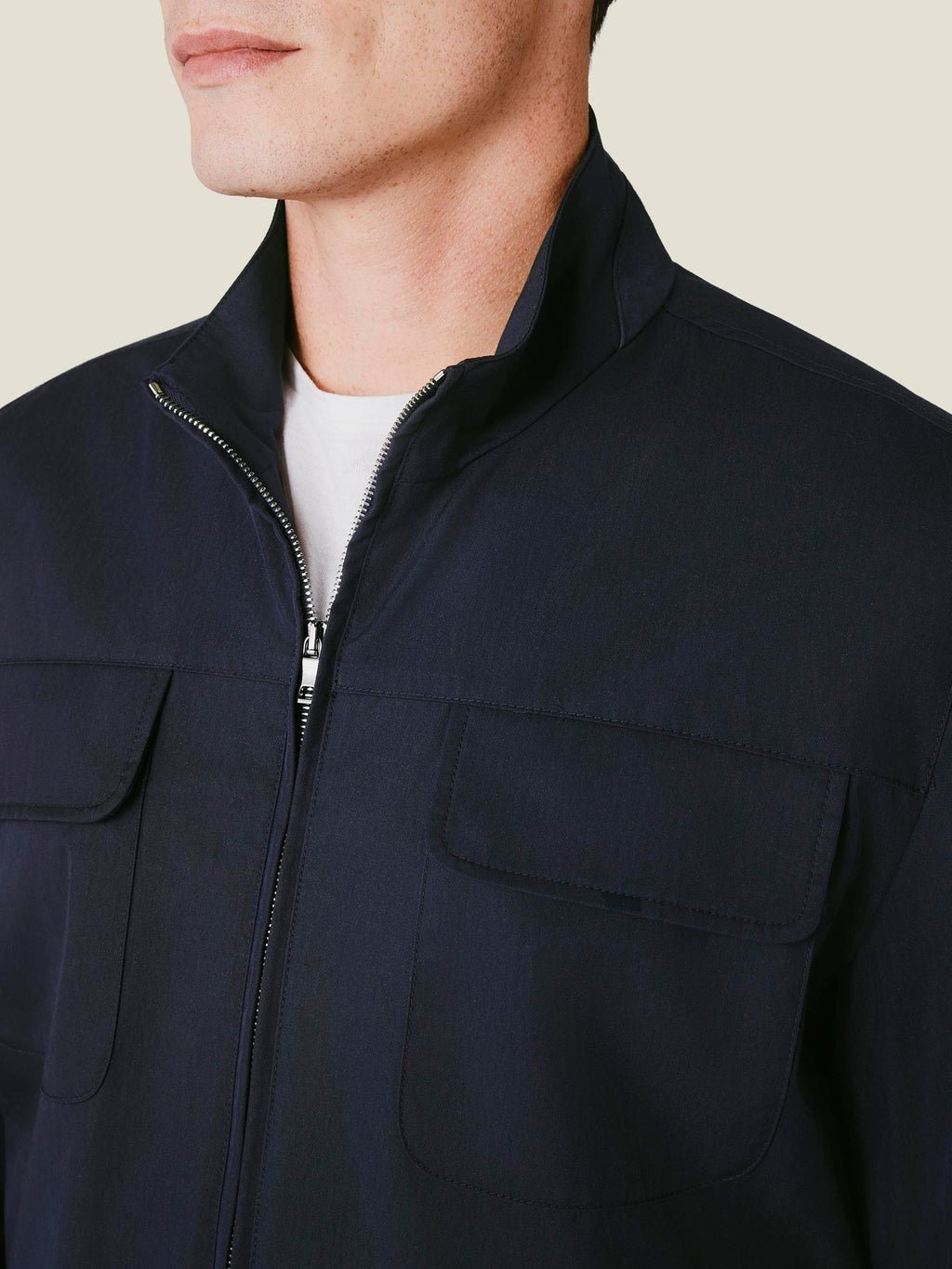 Luca Faloni Technical Fabric Field Jacket - Midnight Blue - view 2