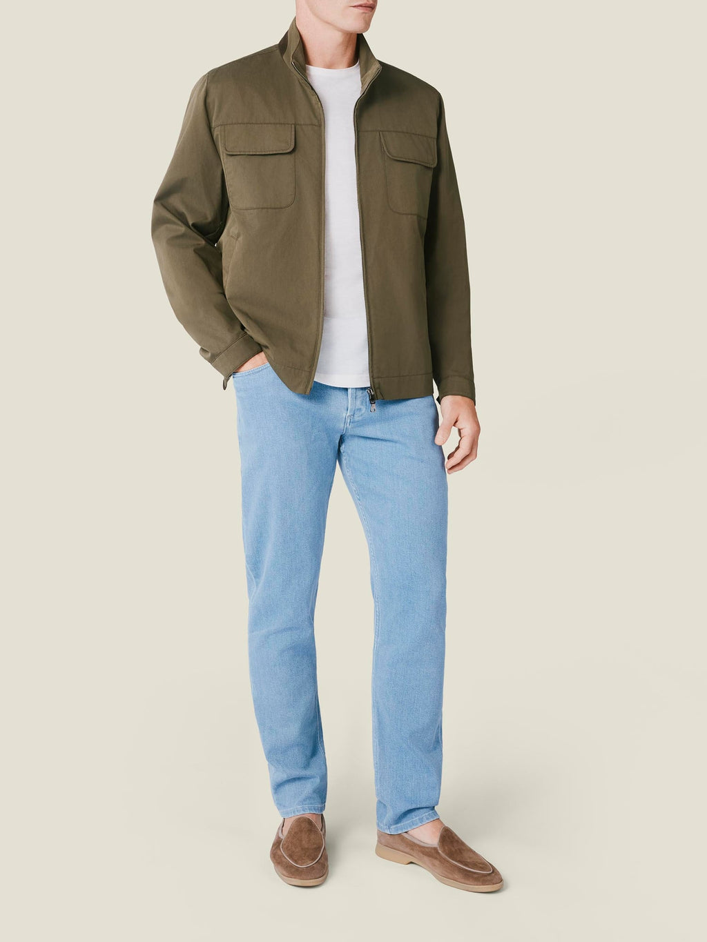 Luca Faloni Technical Fabric Field Jacket - Hunting Green - view 4