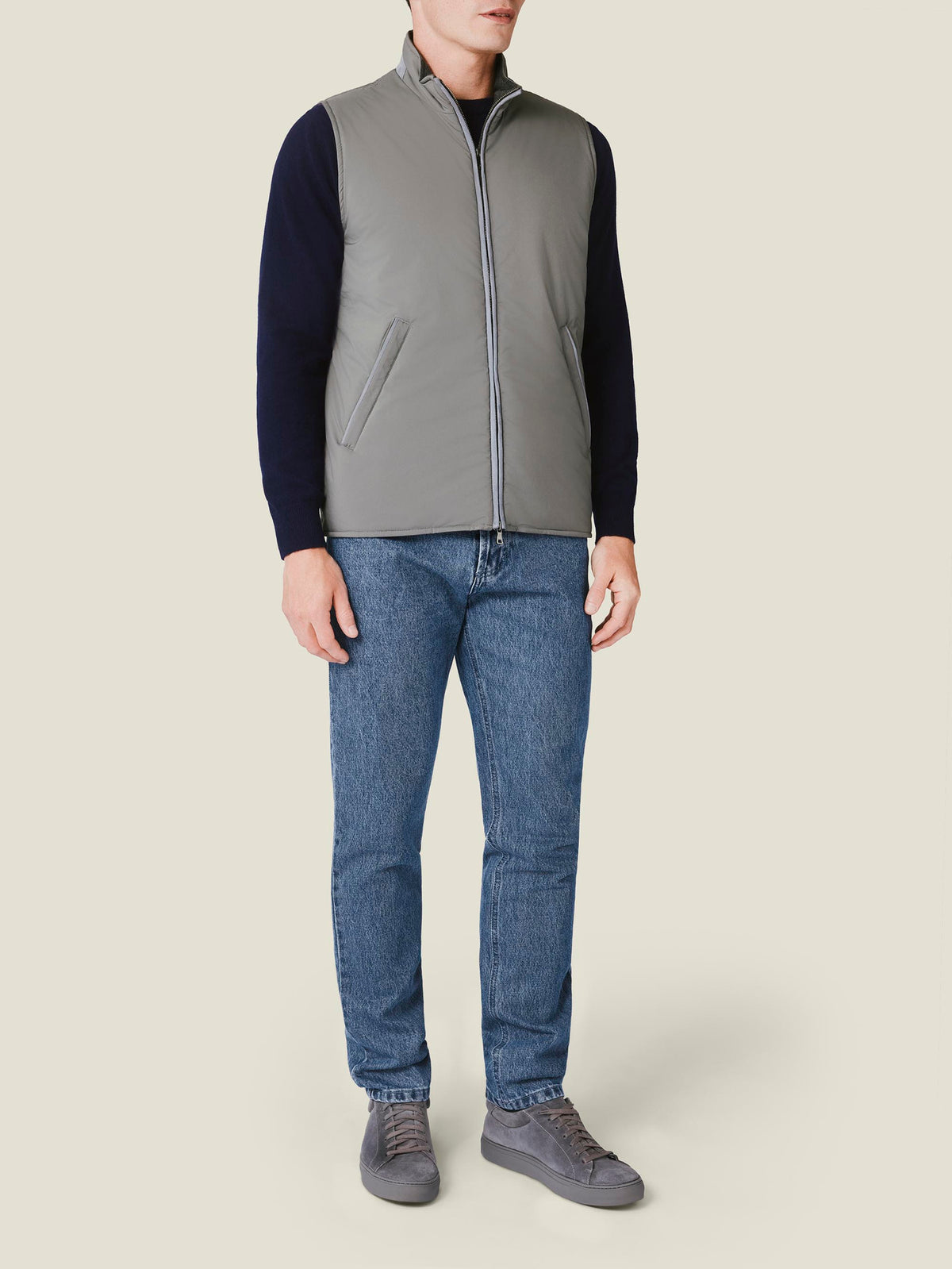 Luca Faloni Technical Fabric Lightweight Gilet - Light Grey - view 4