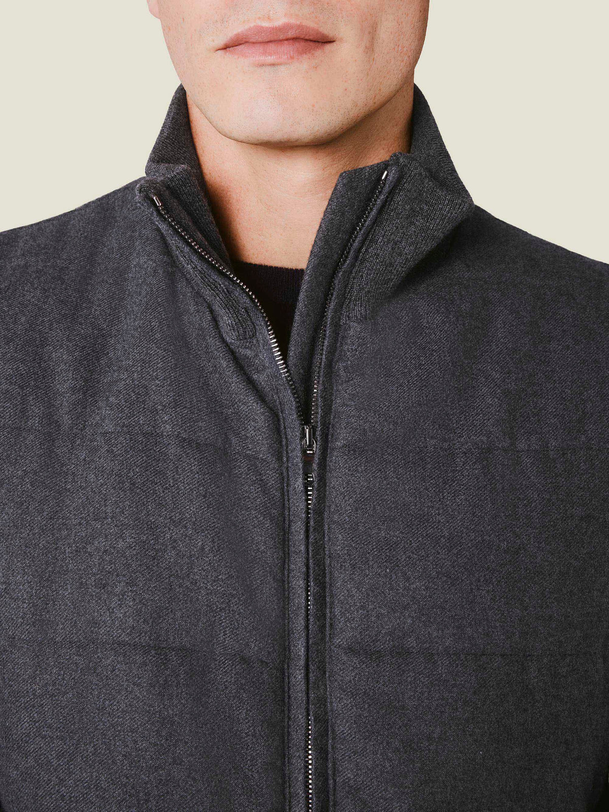 Luca Faloni Cashmere-Cotton Midweight Gilet - Charcoal Grey - view 2