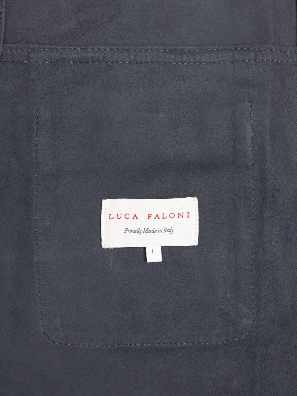 Luca Faloni Goatskin Suede Leather Overshirt - Steel Blue - view 6