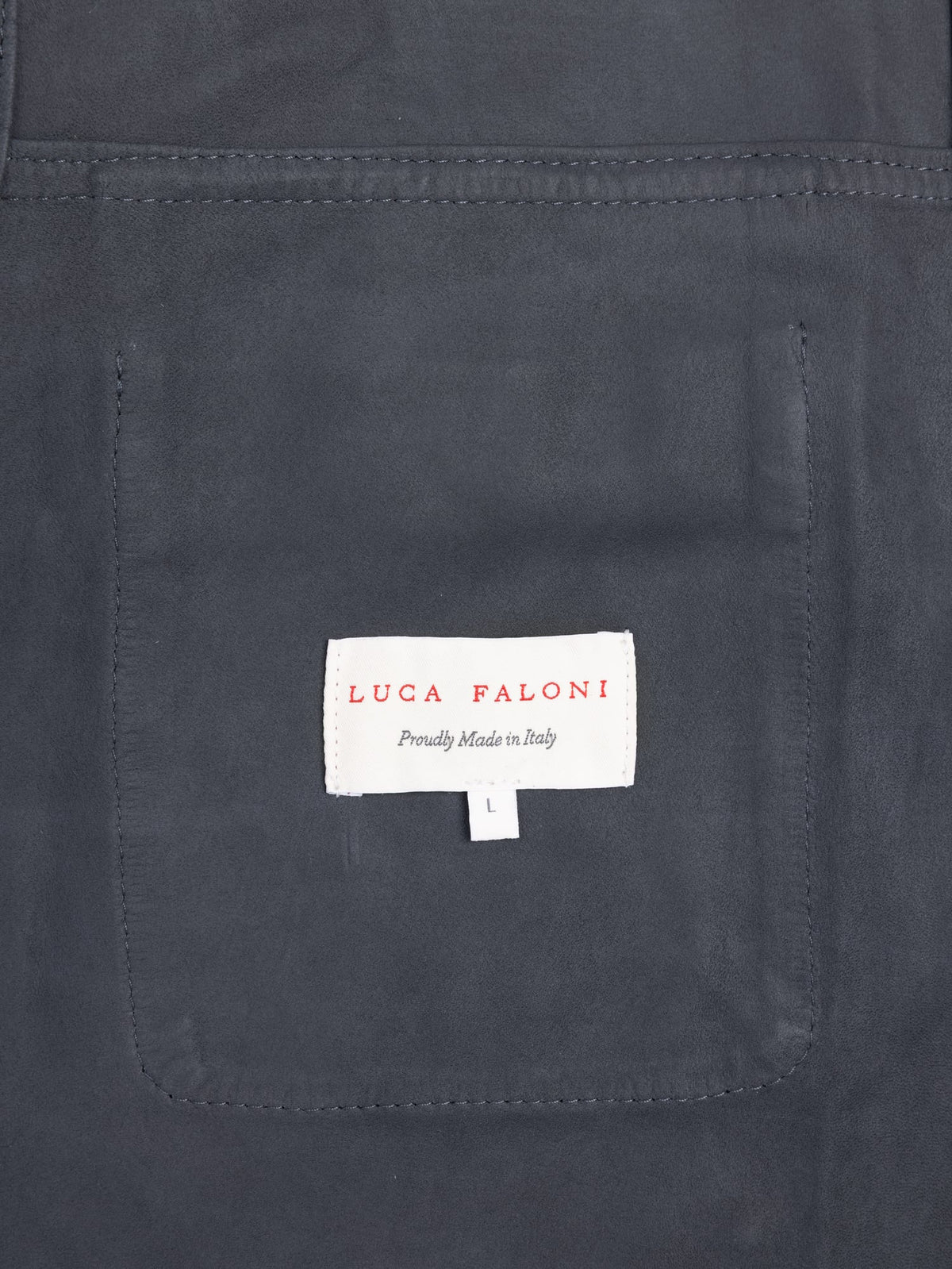 Luca Faloni Goatskin Suede Leather Overshirt - Steel Blue - view 6