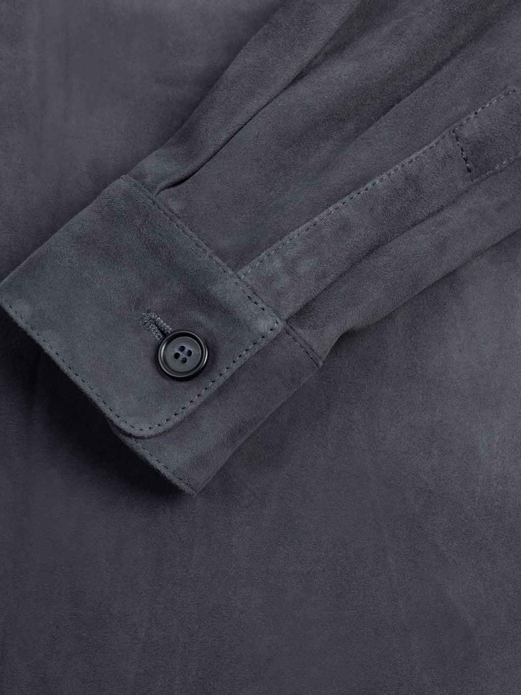 Luca Faloni Goatskin Suede Leather Overshirt - Steel Blue - view 7