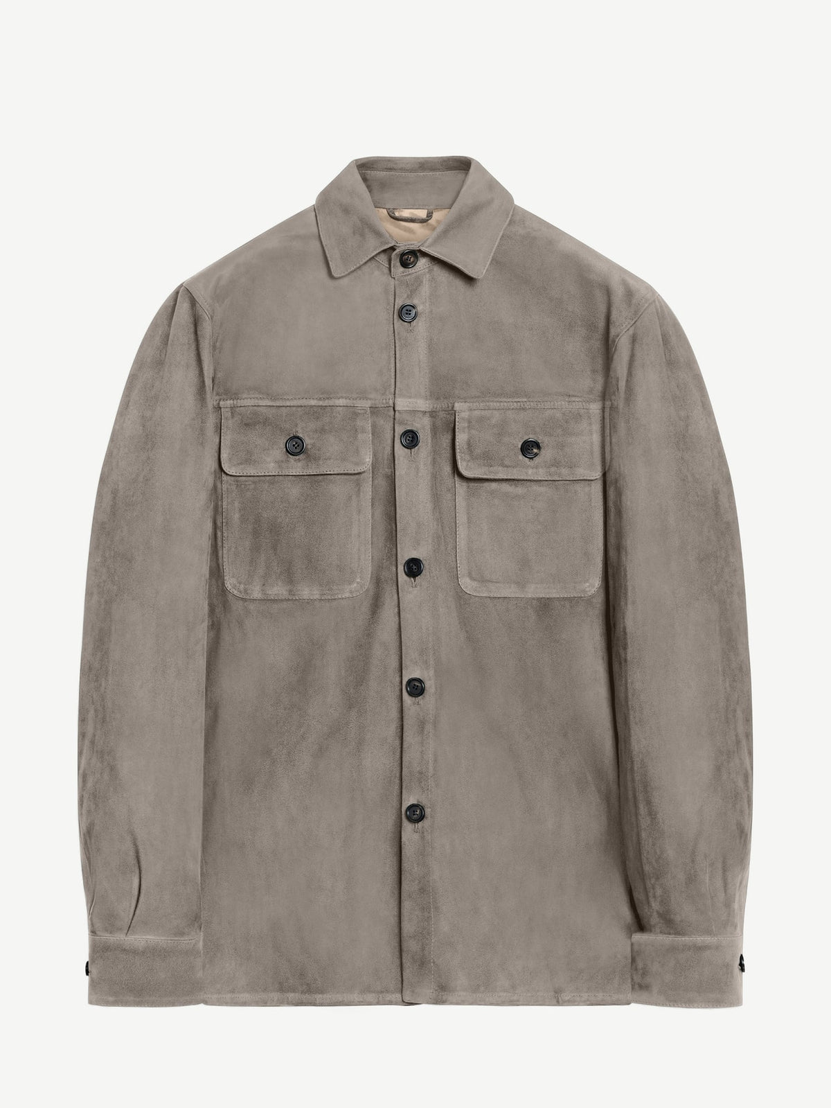 Luca Faloni Goatskin Suede Leather Overshirt - Nocciola Brown - view 8