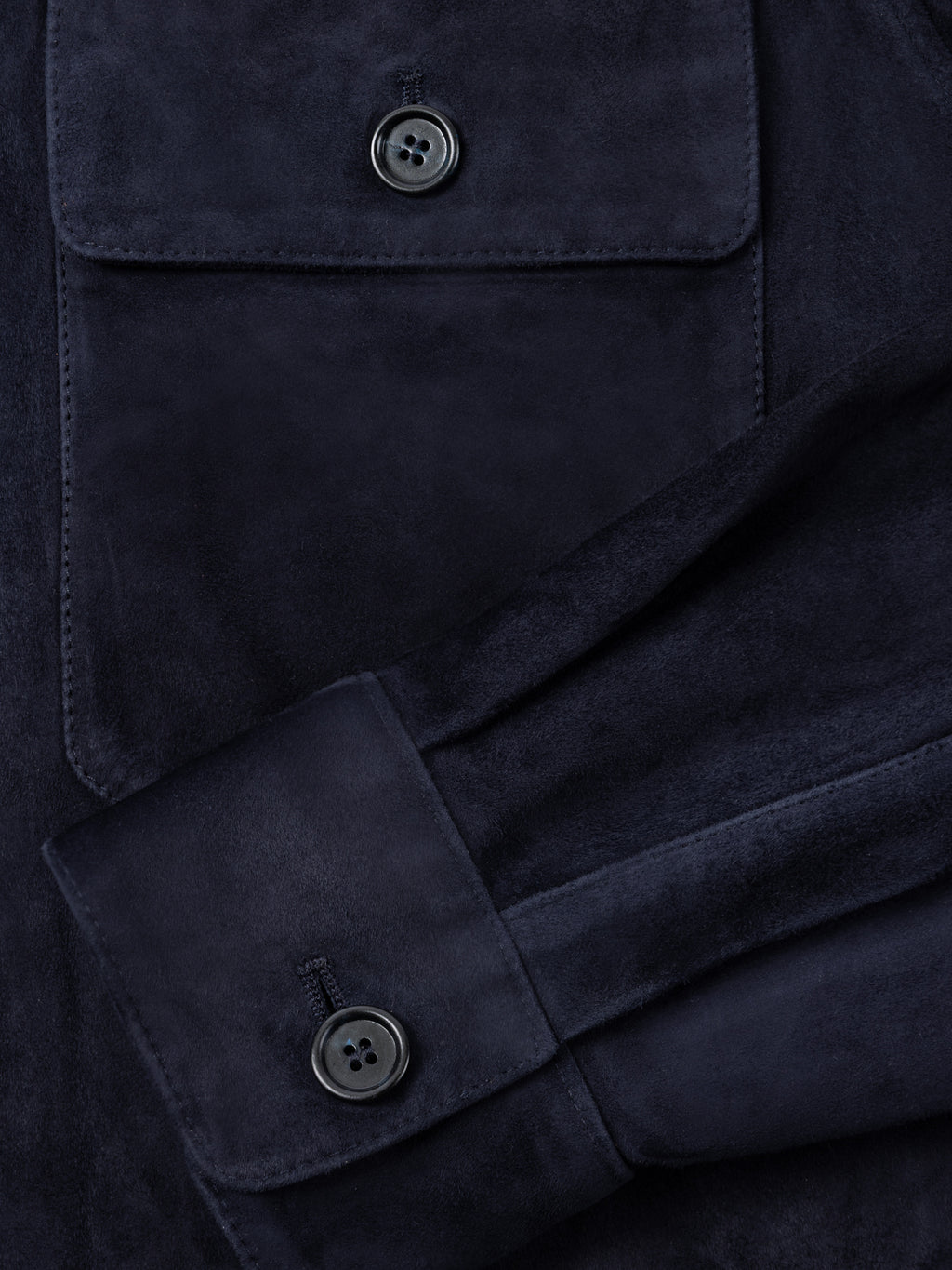 Luca Faloni Goatskin Suede Leather Overshirt - Midnight Blue - view 5