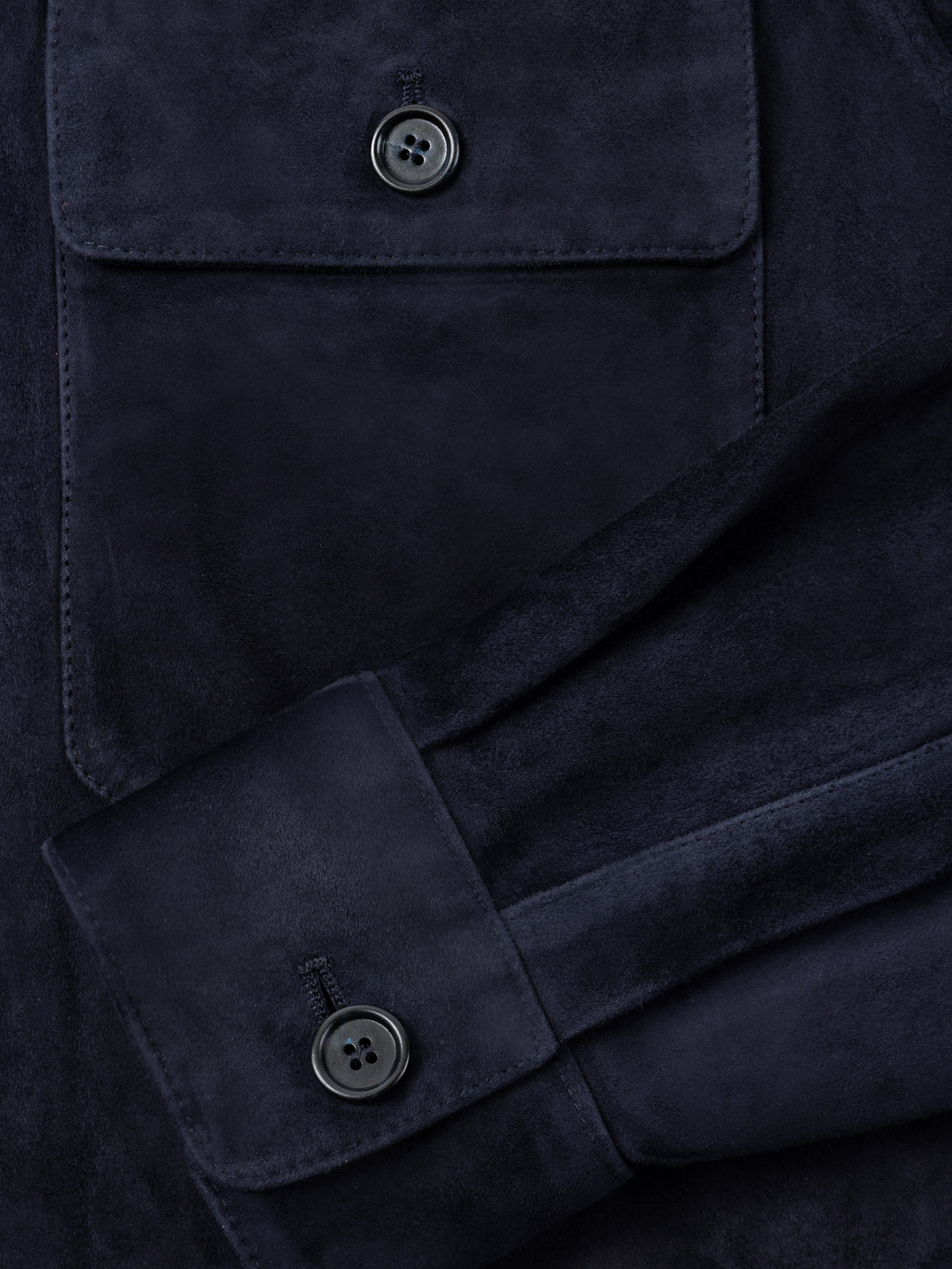 Luca Faloni Goatskin Suede Leather Overshirt - Midnight Blue - view 5
