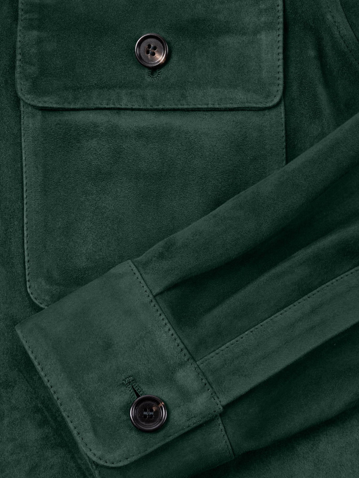 Luca Faloni Goatskin Suede Leather Overshirt - Forest Green - view 5