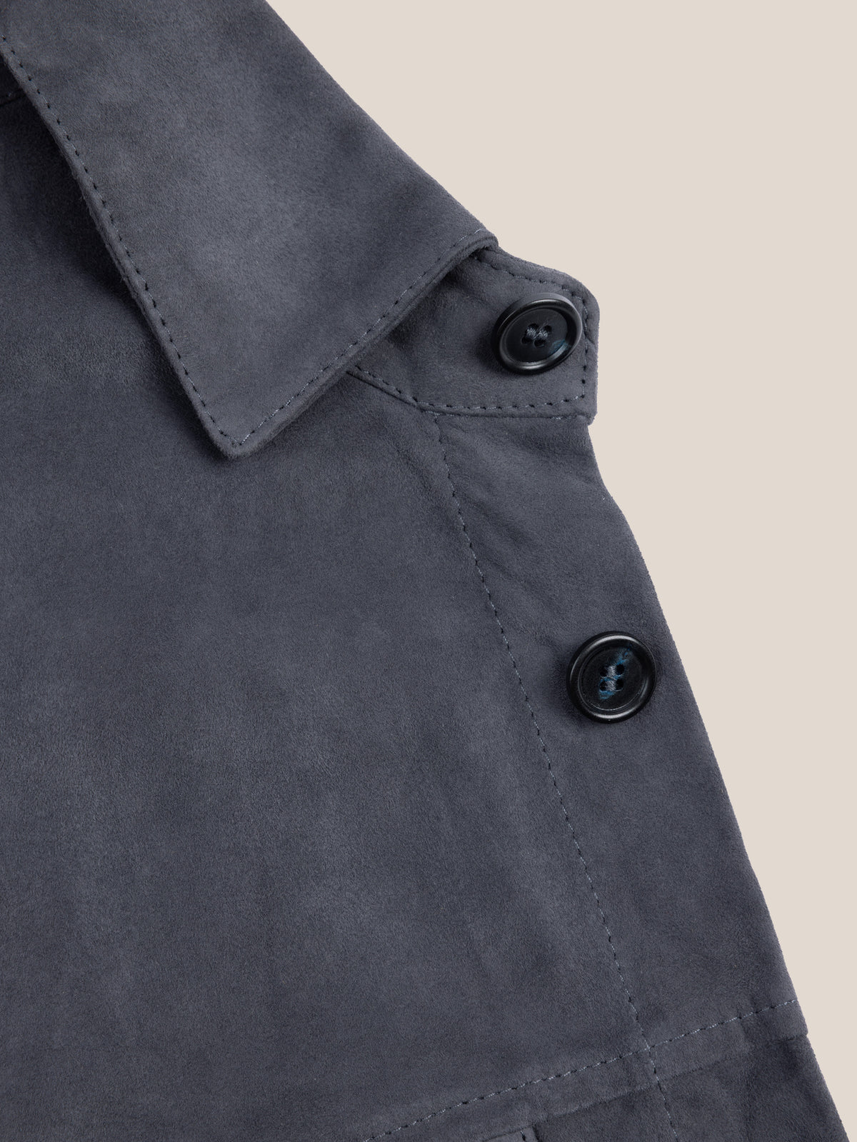 Luca Faloni Goatskin Suede Leather Overshirt - Steel Blue - view 5