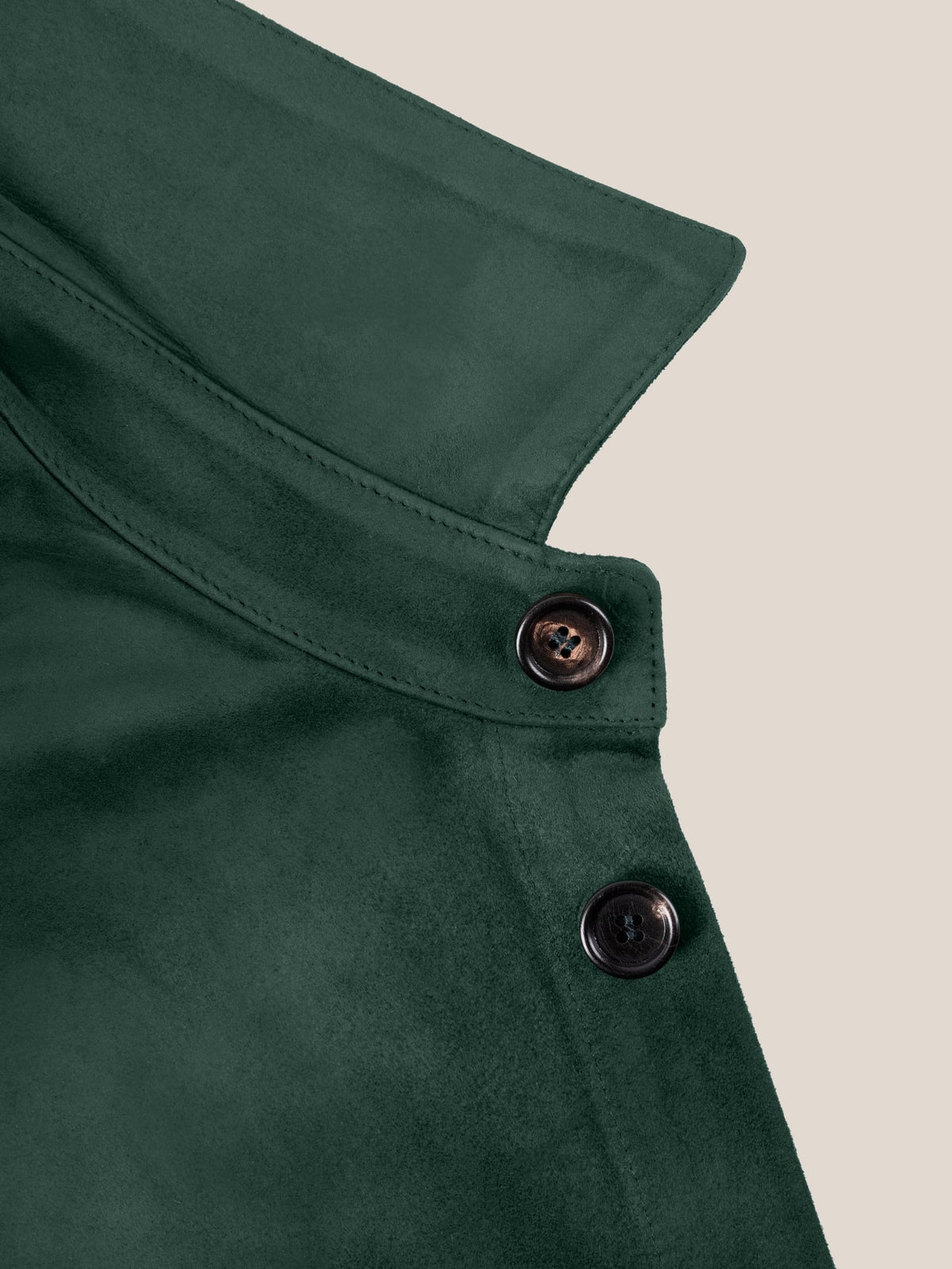 Luca Faloni Goatskin Suede Leather Overshirt - Forest Green - view 6