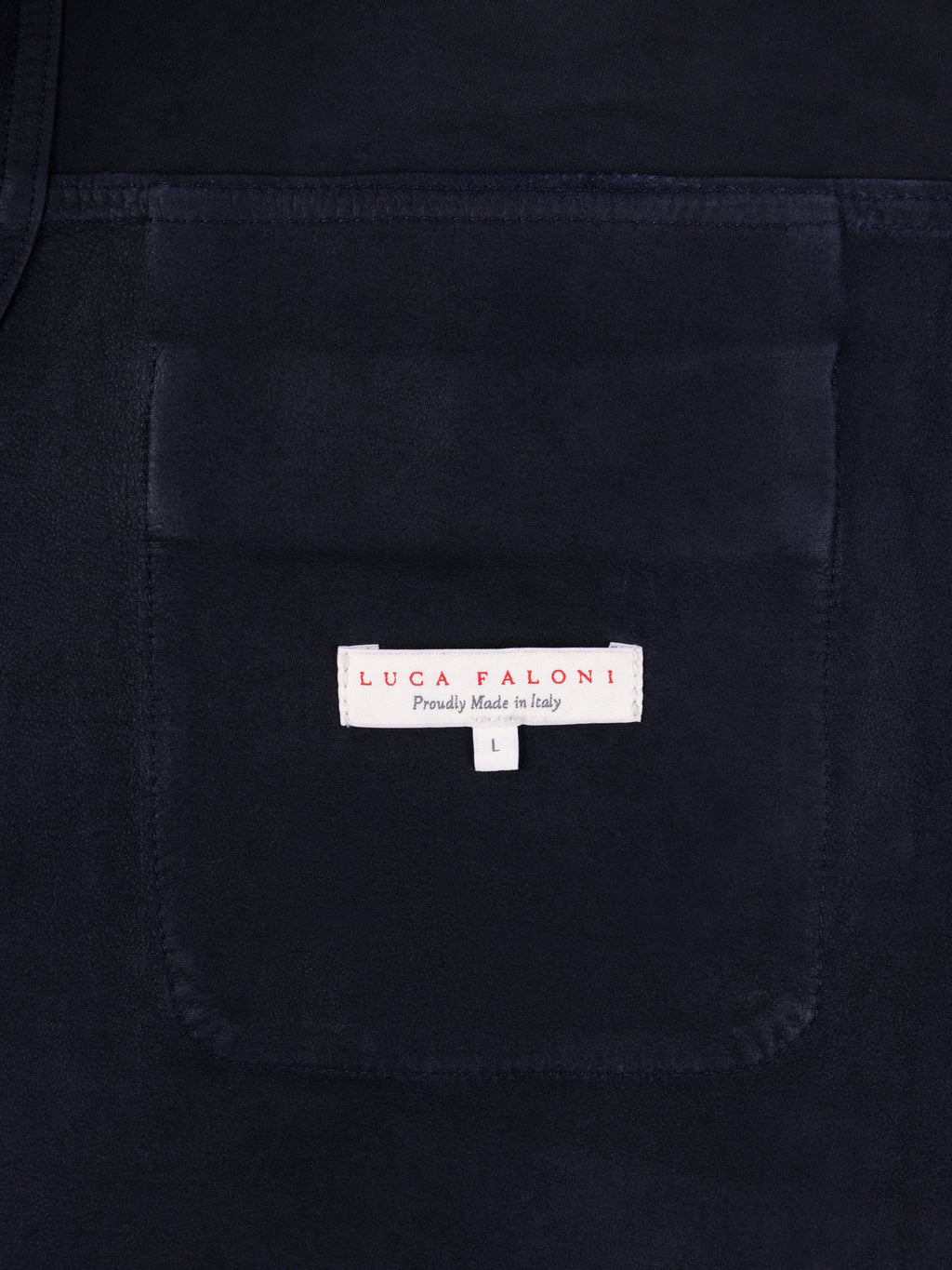 Luca Faloni Goatskin Suede Leather Overshirt - Midnight Blue - view 7