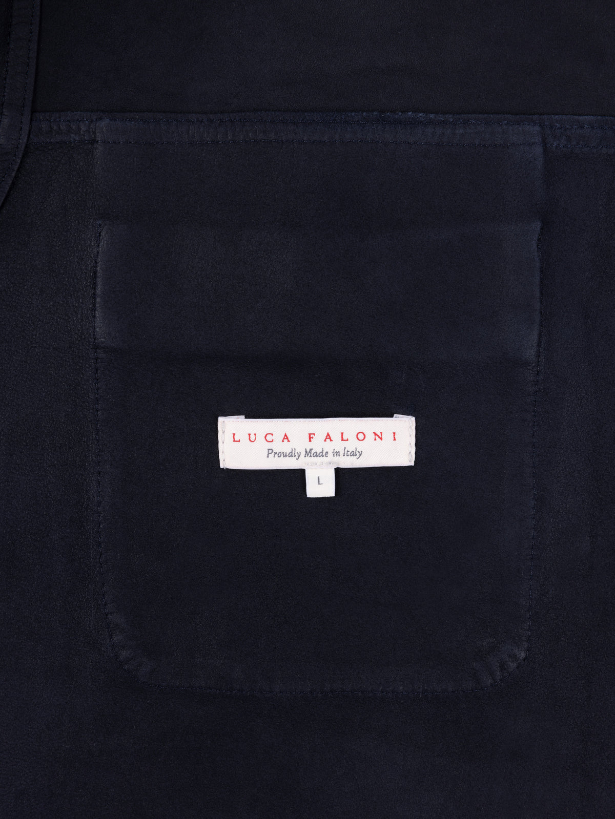 Luca Faloni Goatskin Suede Leather Overshirt - Midnight Blue - view 7