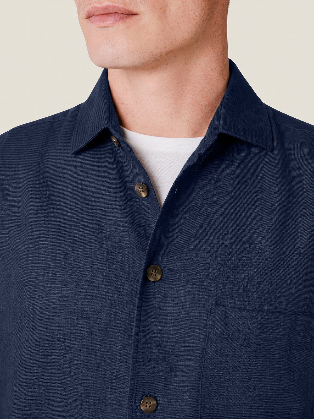 Luca Faloni Linen Overshirt - Navy Blue - view 2