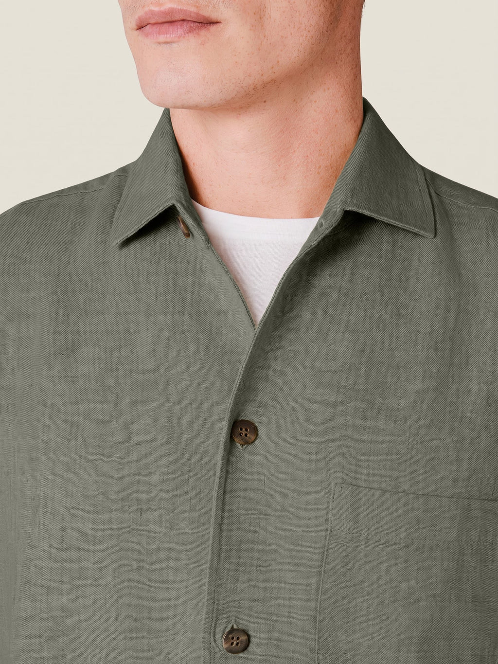 Luca Faloni Linen Overshirt - Olive Green - view 2