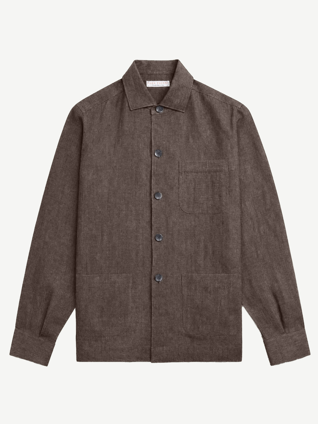 Luca Faloni Linen Overshirt - Nocciola Brown - view 7