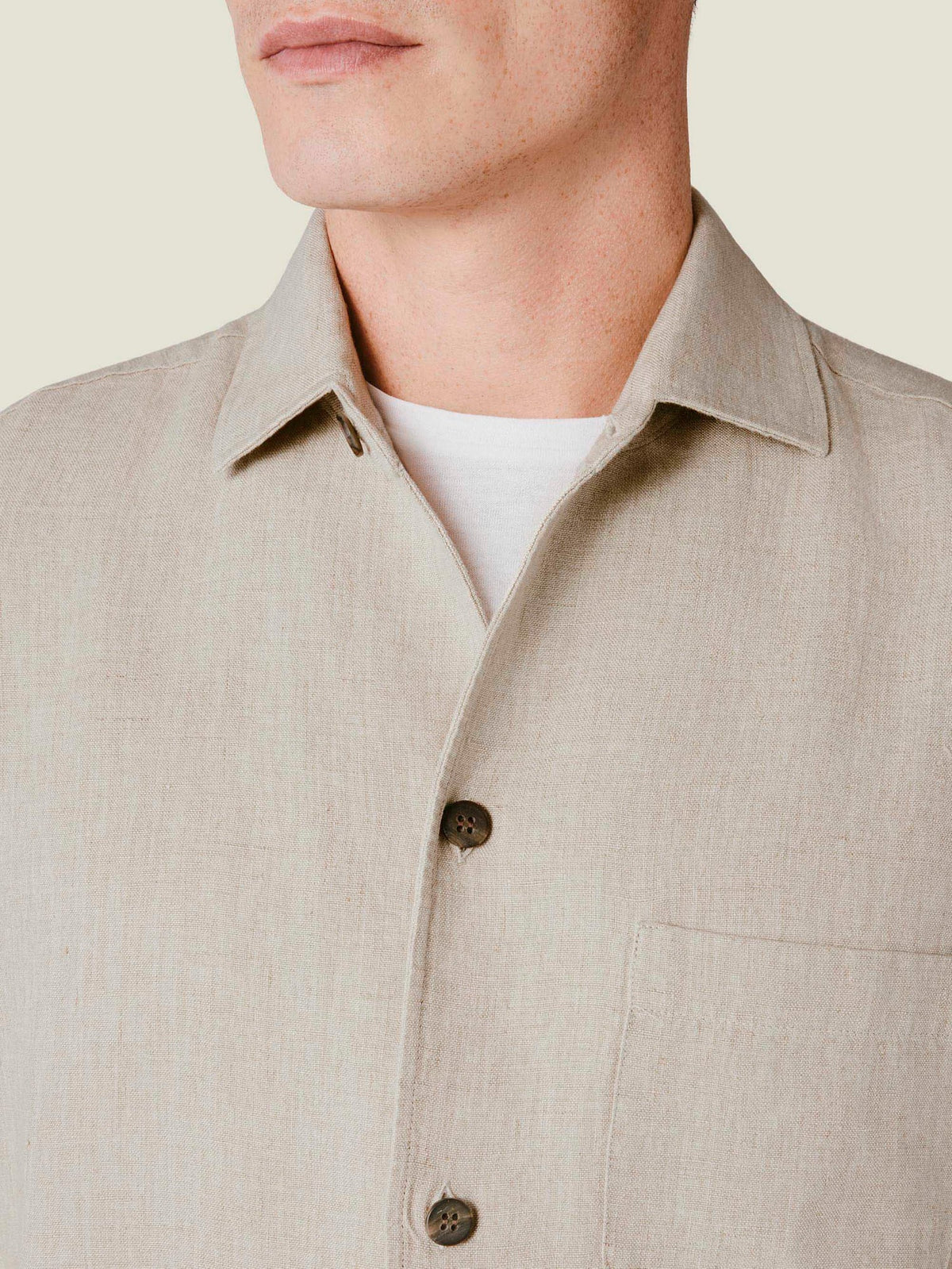 Luca Faloni Linen Overshirt - Sand - view 2