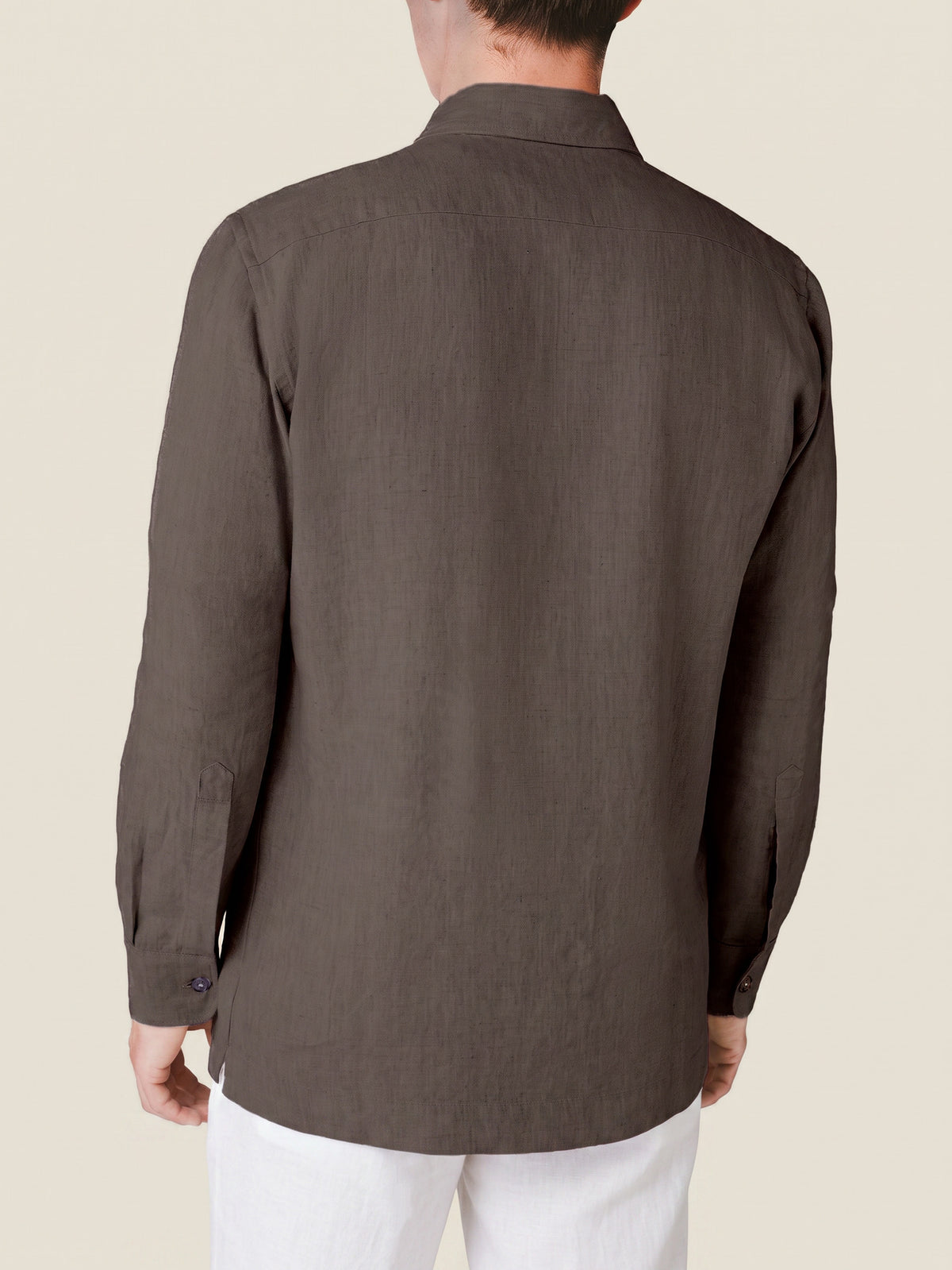 Luca Faloni Linen Overshirt - Nocciola Brown - view 3