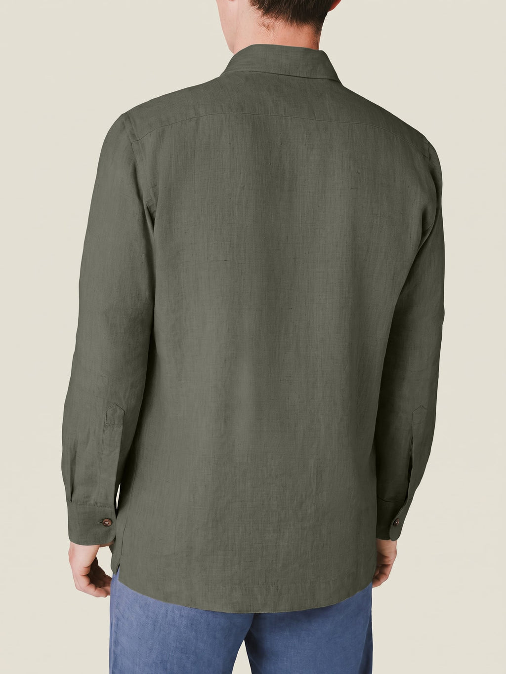 Luca Faloni Linen Overshirt - Olive Green - view 3