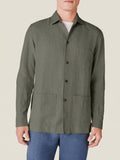 Luca Faloni Linen Overshirt - Olive Green - view 1
