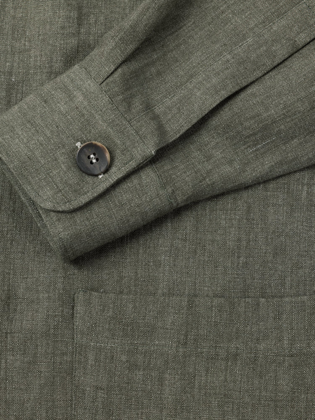 Luca Faloni Linen Overshirt - Olive Green - view 6