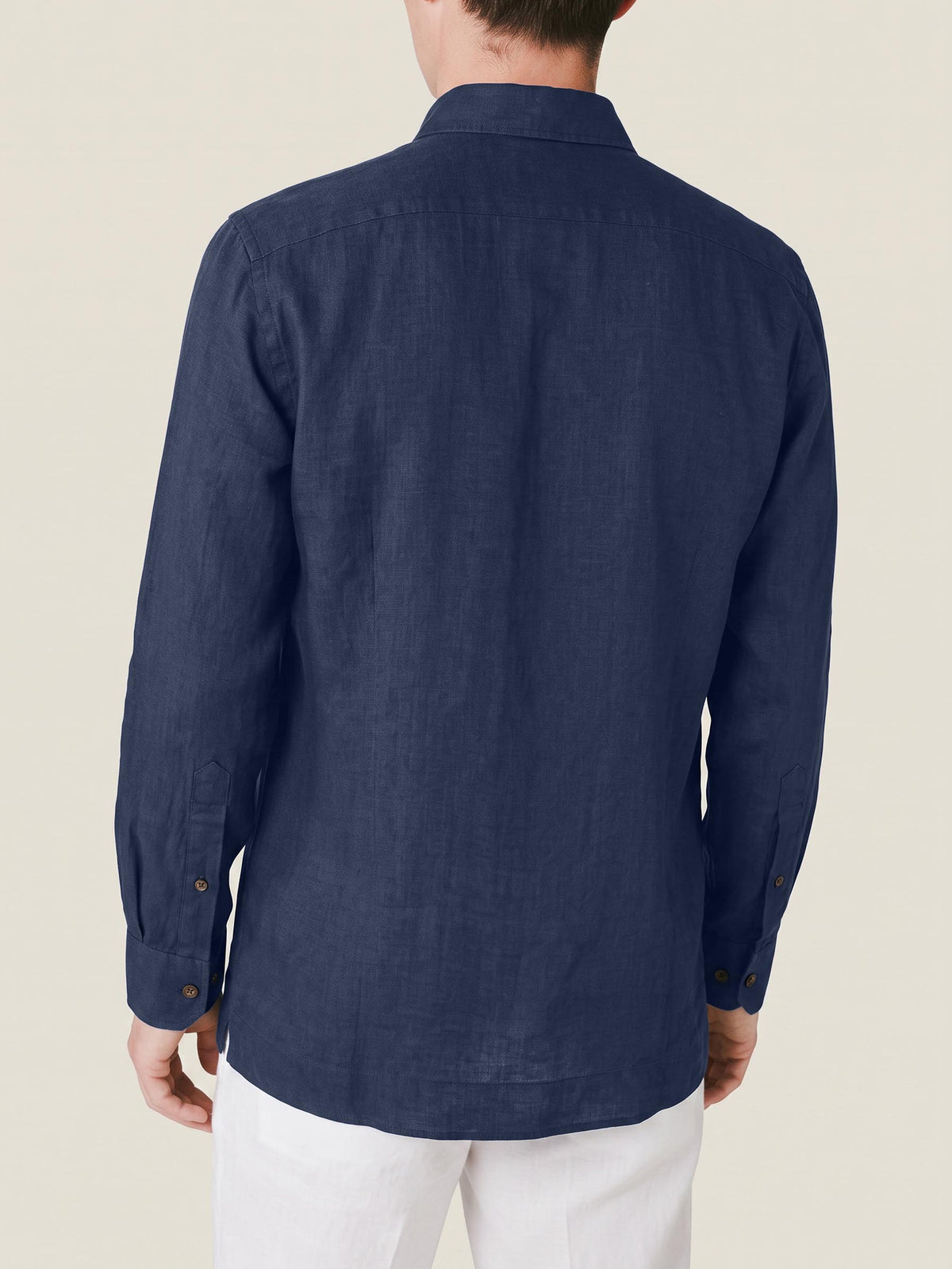 Luca Faloni Linen Overshirt - Navy Blue - view 3