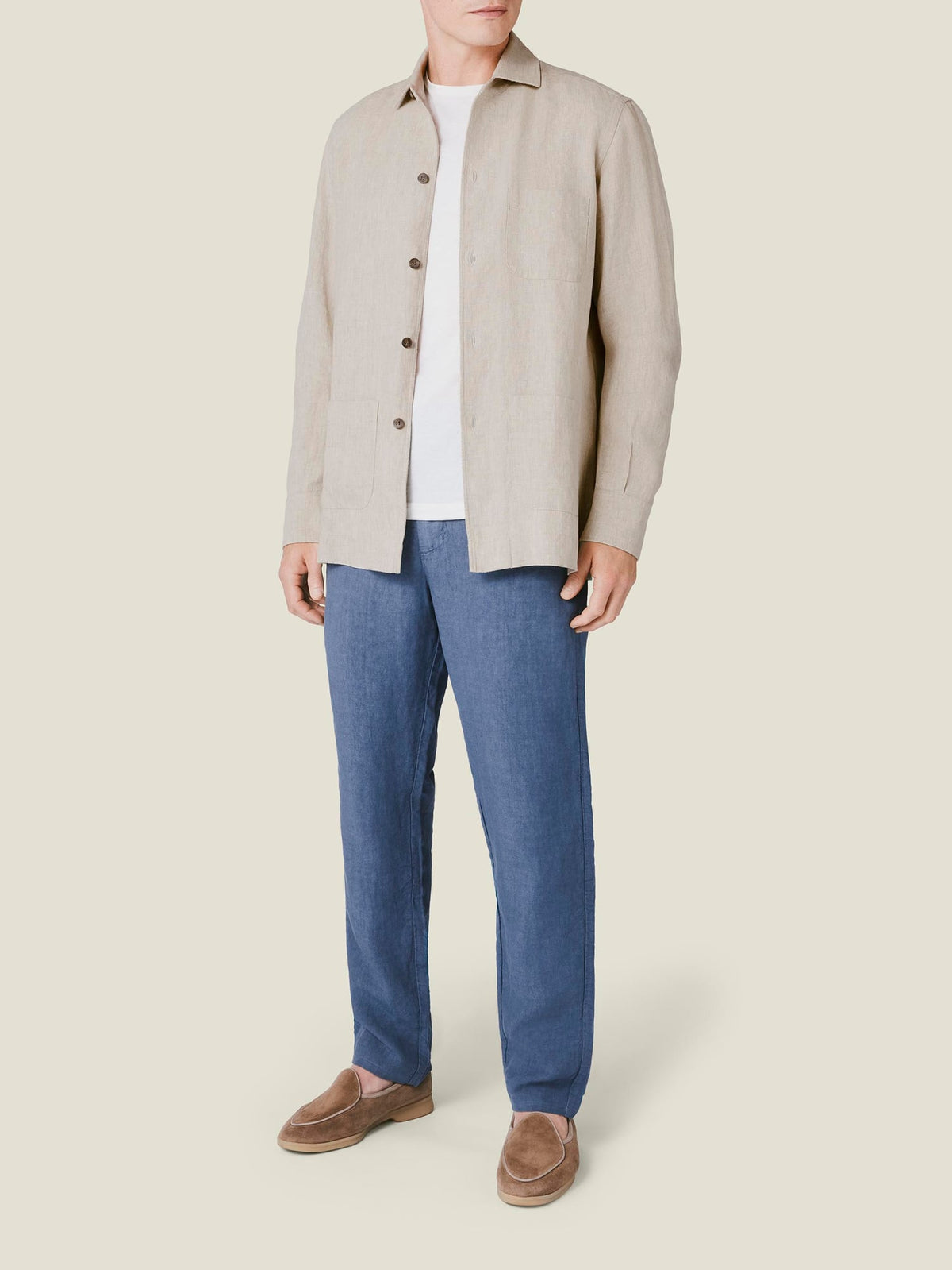 Luca Faloni Linen Overshirt - Sand - view 4