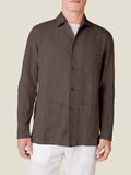 Luca Faloni Linen Overshirt - Nocciola Brown - view 1
