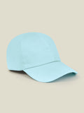 Studio shot of the Luca Faloni Junior Linen Baseball Cap in Aquamarine.