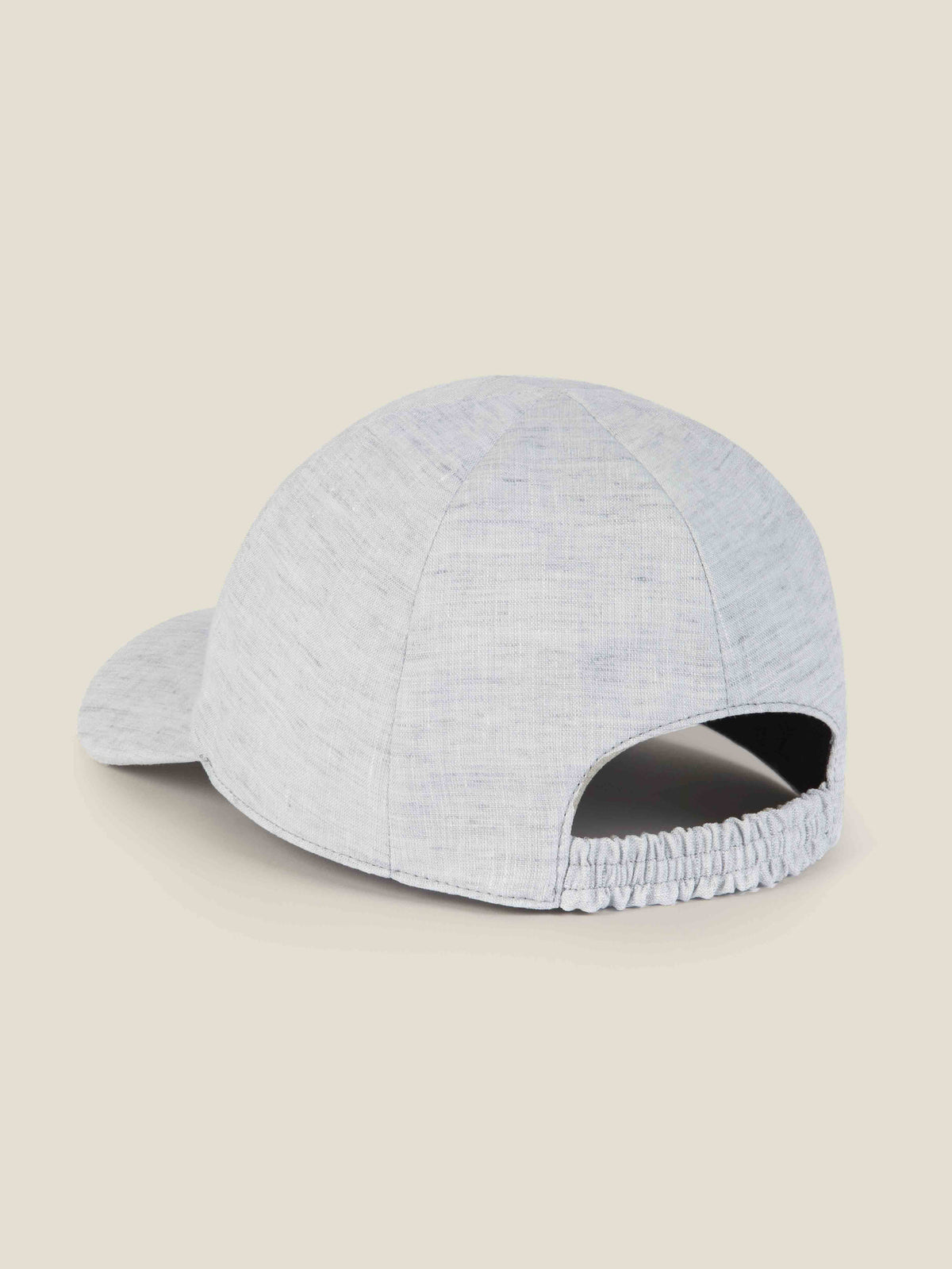 Back view of the Luca Faloni Light Grey Linen Baseball Cap, showing the elasticated strap.