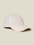 Studio shot of the Luca Faloni Linen Baseball Cap in Sand, highlighting its side profile and linen texture.