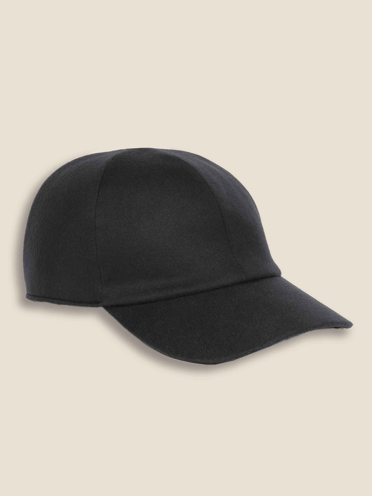 Side profile of the Luca Faloni charcoal grey cashmere baseball cap.