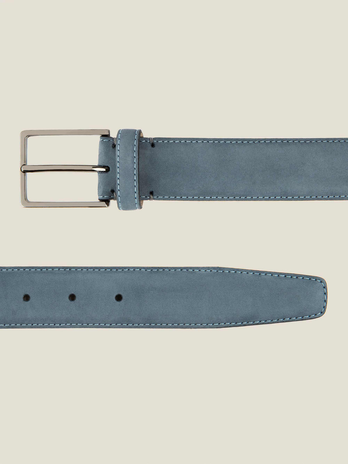 Luca Faloni Nubuck Leather Belt - Steel Blue - view 4