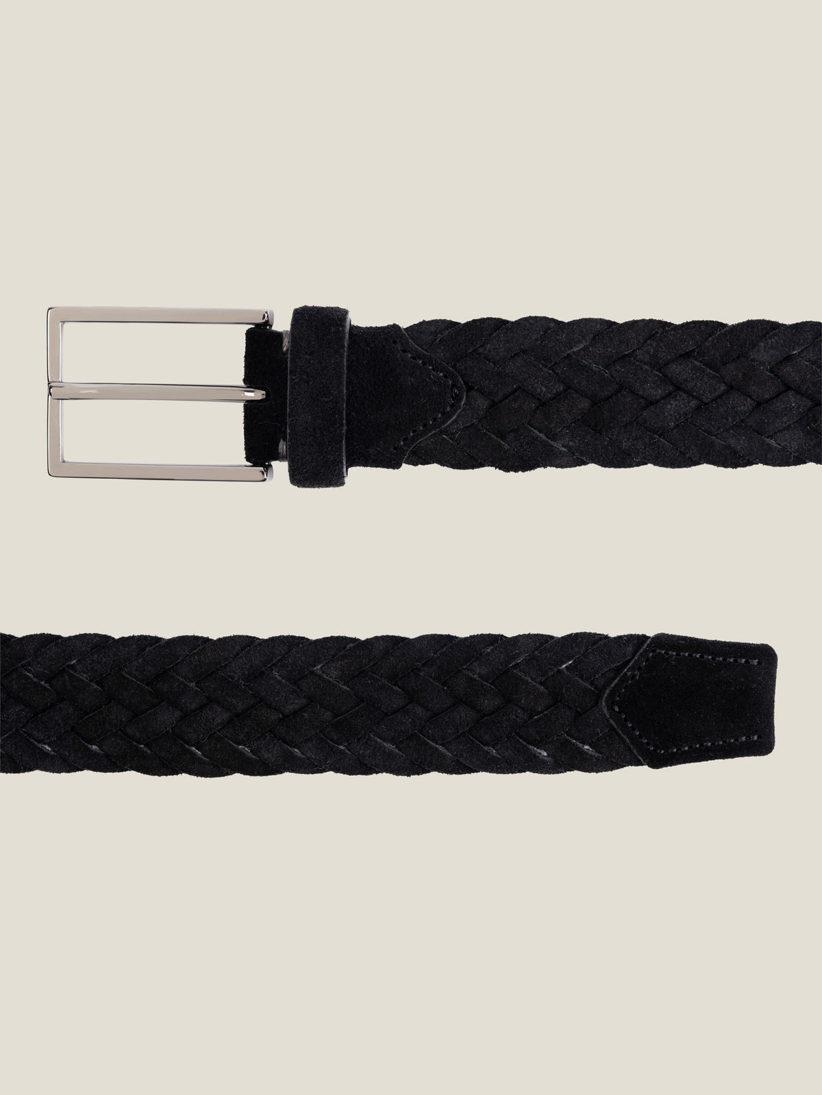 Luca Faloni Suede Woven Belt - Black - view 4