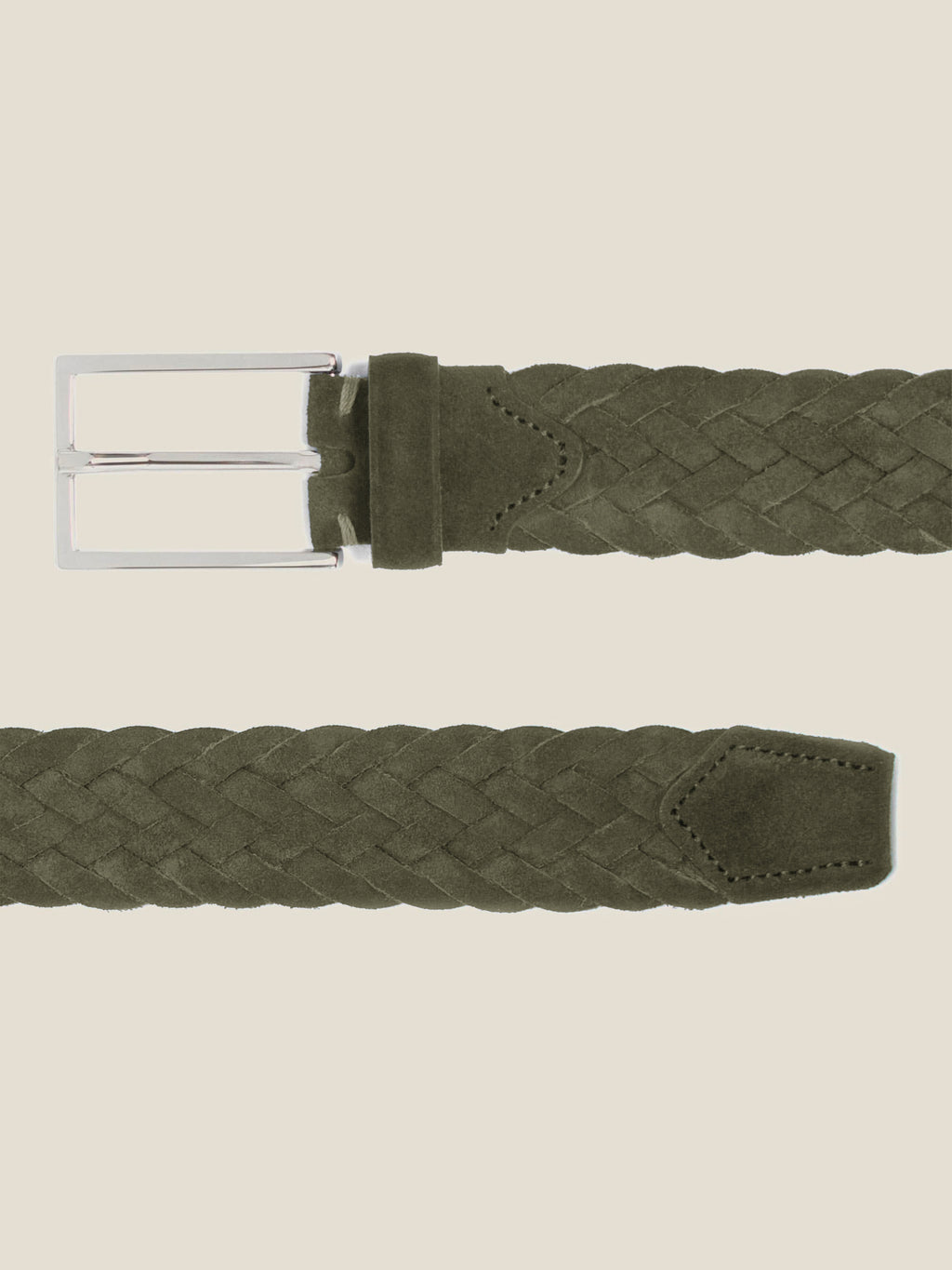 Luca Faloni Suede Woven Belt - Khaki Green - view 4