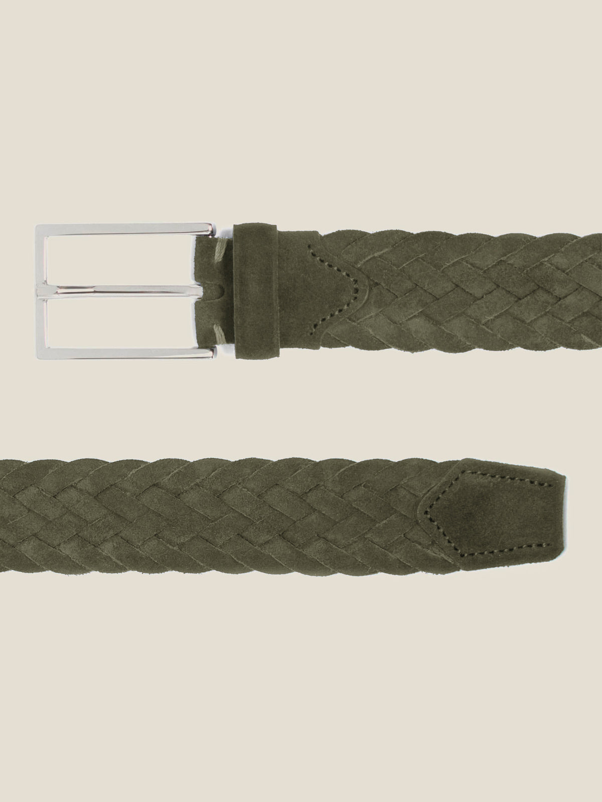 Luca Faloni Suede Woven Belt - Khaki Green - view 4