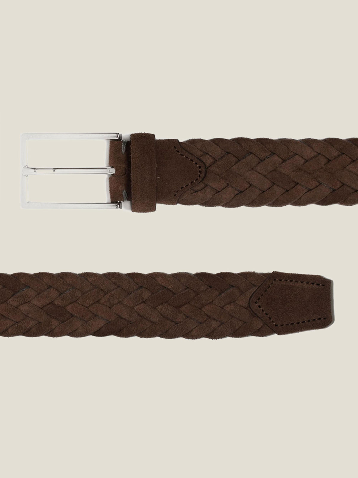 Luca Faloni Suede Woven Belt - Dark Brown - view 4