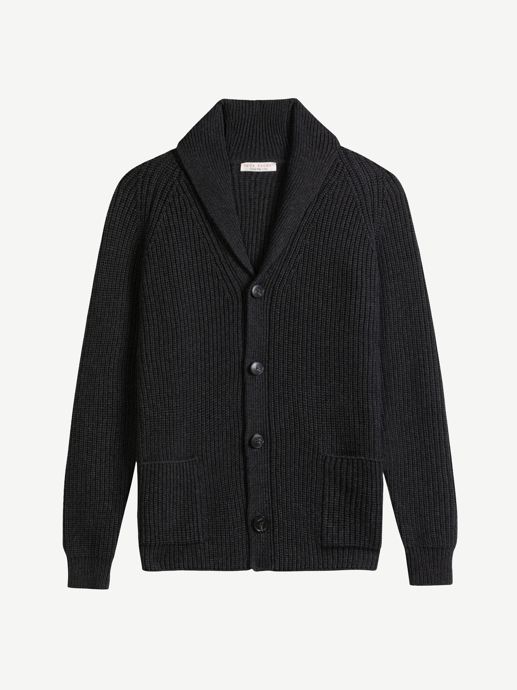 Luca Faloni 4-Ply Cashmere Shawl Cardigan - Charcoal Grey - view 5