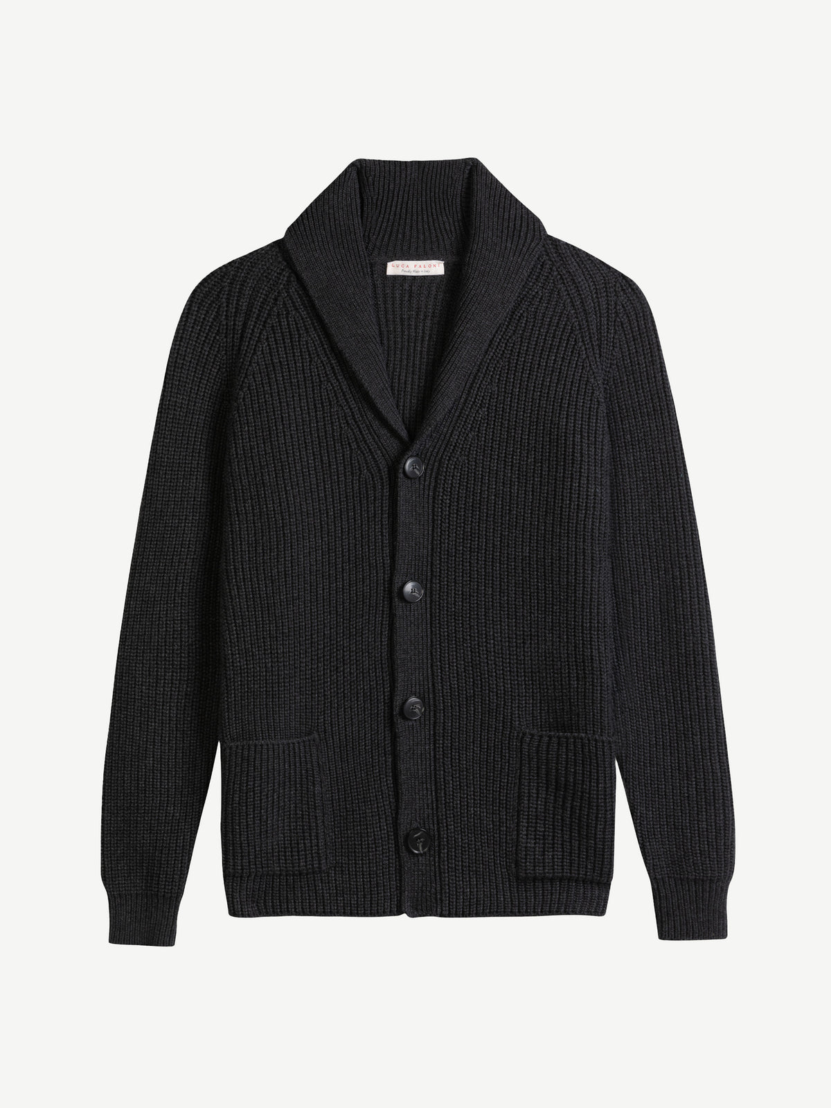 Luca Faloni 4-Ply Cashmere Shawl Cardigan - Charcoal Grey - view 5