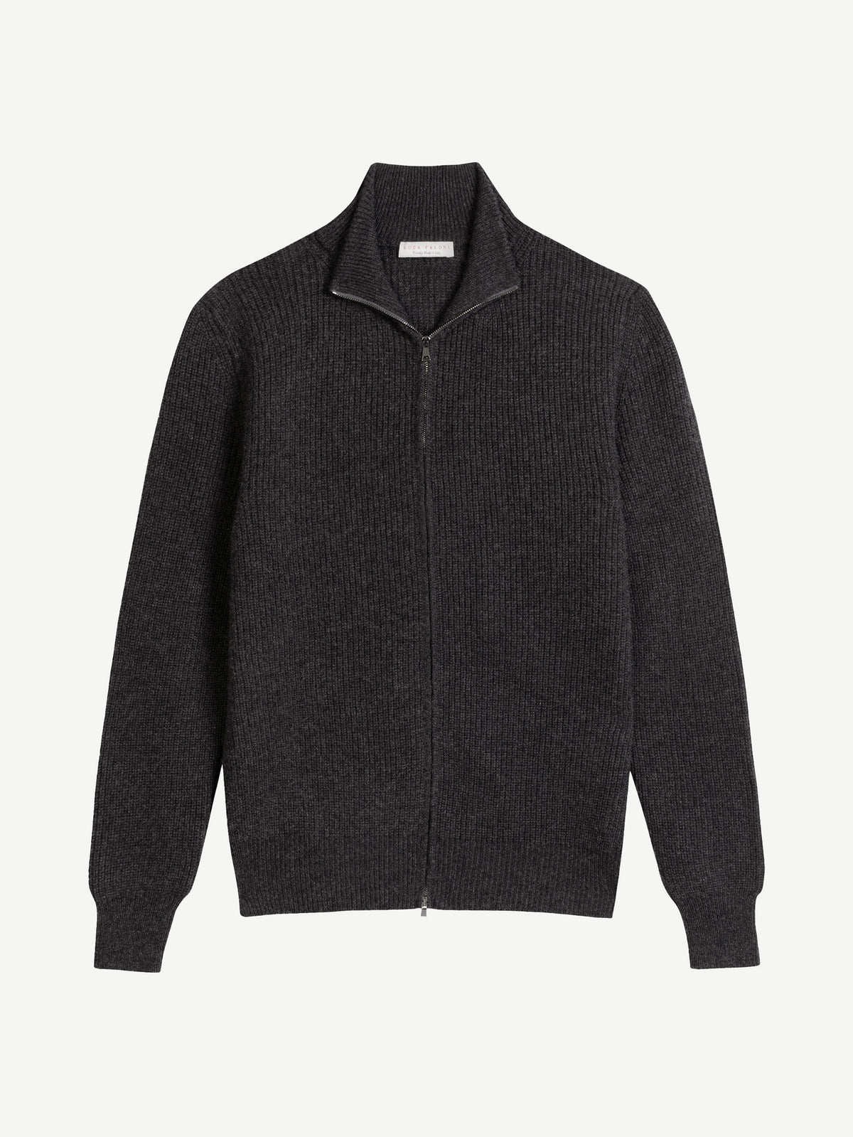Luca Faloni 4-Ply Cashmere Zip Cardigan - Charcoal Grey - view 5