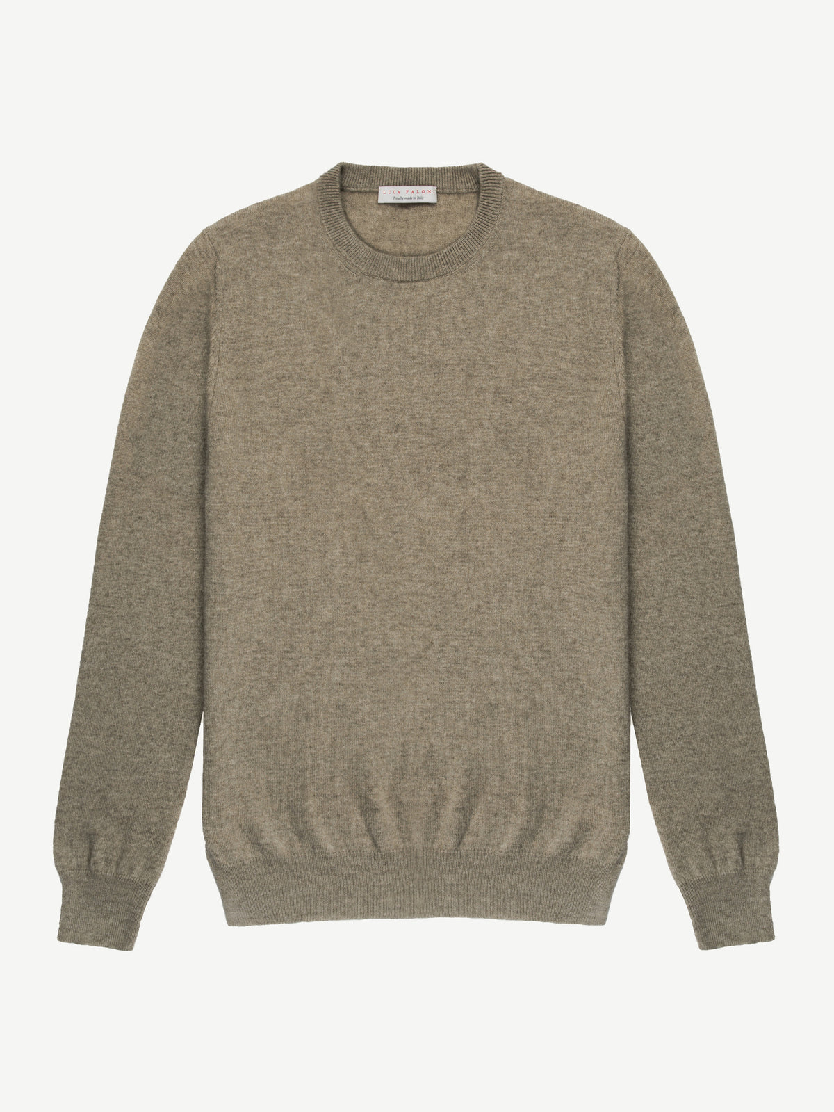 Luca Faloni 2-Ply Cashmere Crew Neck - Nocciola Brown Melange - view 4