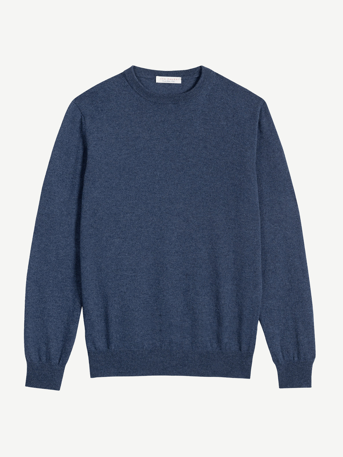Luca Faloni 2-Ply Cashmere Crew Neck - Atlantic Blue - view 4