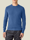 Front view of a model wearing the Luca Faloni Cashmere Crew Neck in cobalt blue.