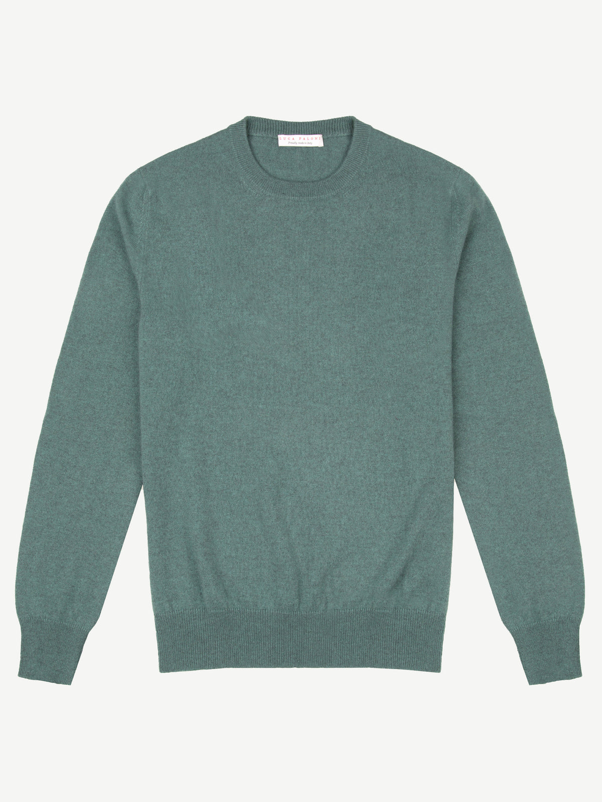 Luca Faloni 2-Ply Cashmere Crew Neck - Marine Green - view 4