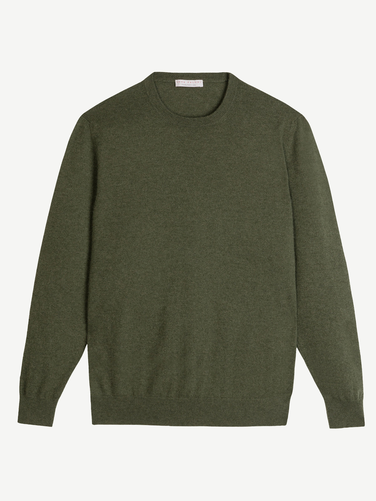 Luca Faloni 2-Ply Cashmere Crew Neck - Hunting Green - view 4