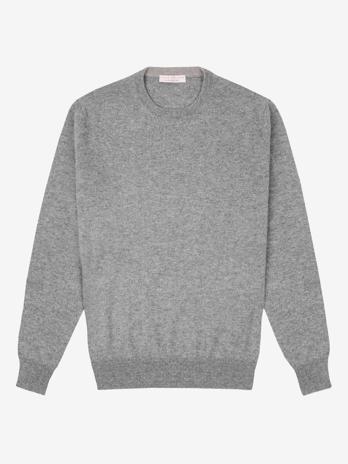 Luca Faloni 2-Ply Cashmere Crew Neck - Dolomiti Grey Melange - view 4