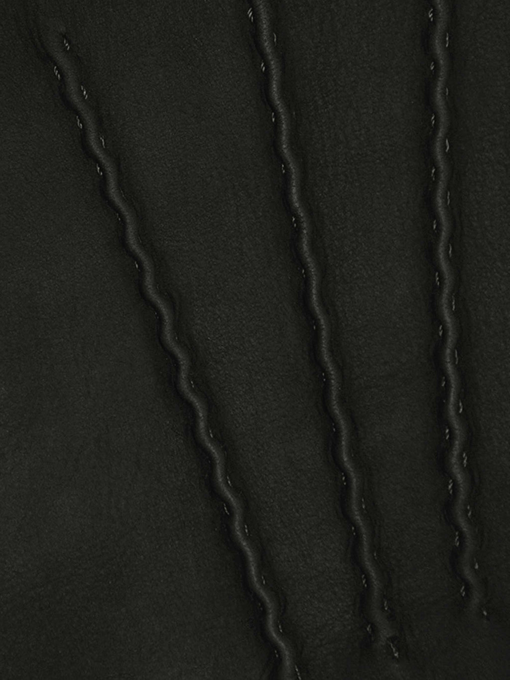 A close-up of the black nubuck leather on the Cashmere-Leather Gloves, showing the three rows of decorative stitching.