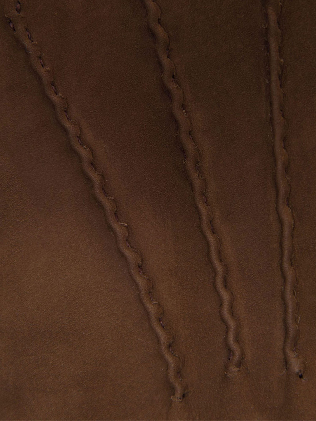 A close-up of the Nocciola Brown Cashmere-Leather Gloves, showcasing the fine nubuck texture and decorative stitching.