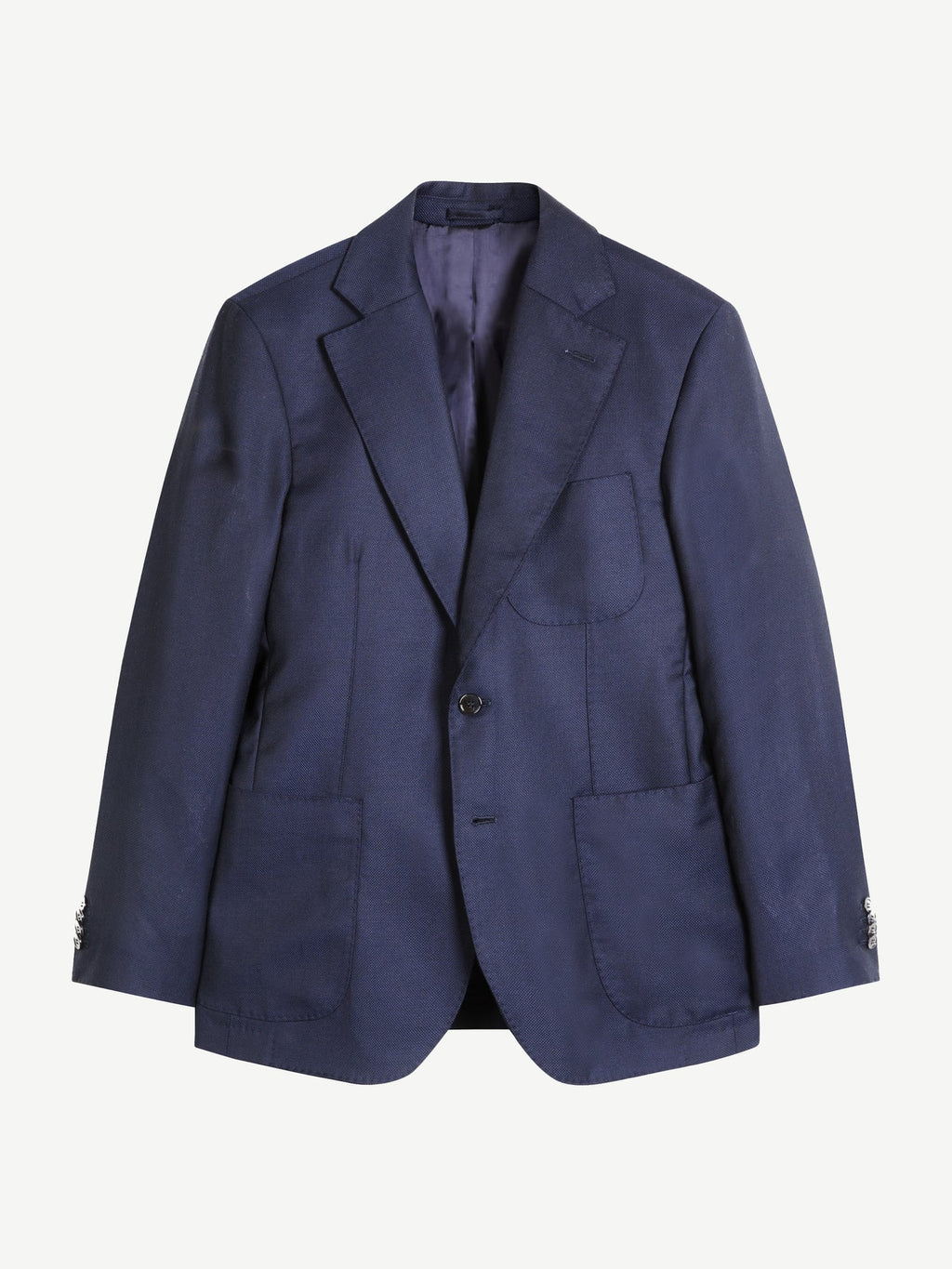 Luca Faloni Virgin Wool Travel Blazer - Navy Blue - view 5