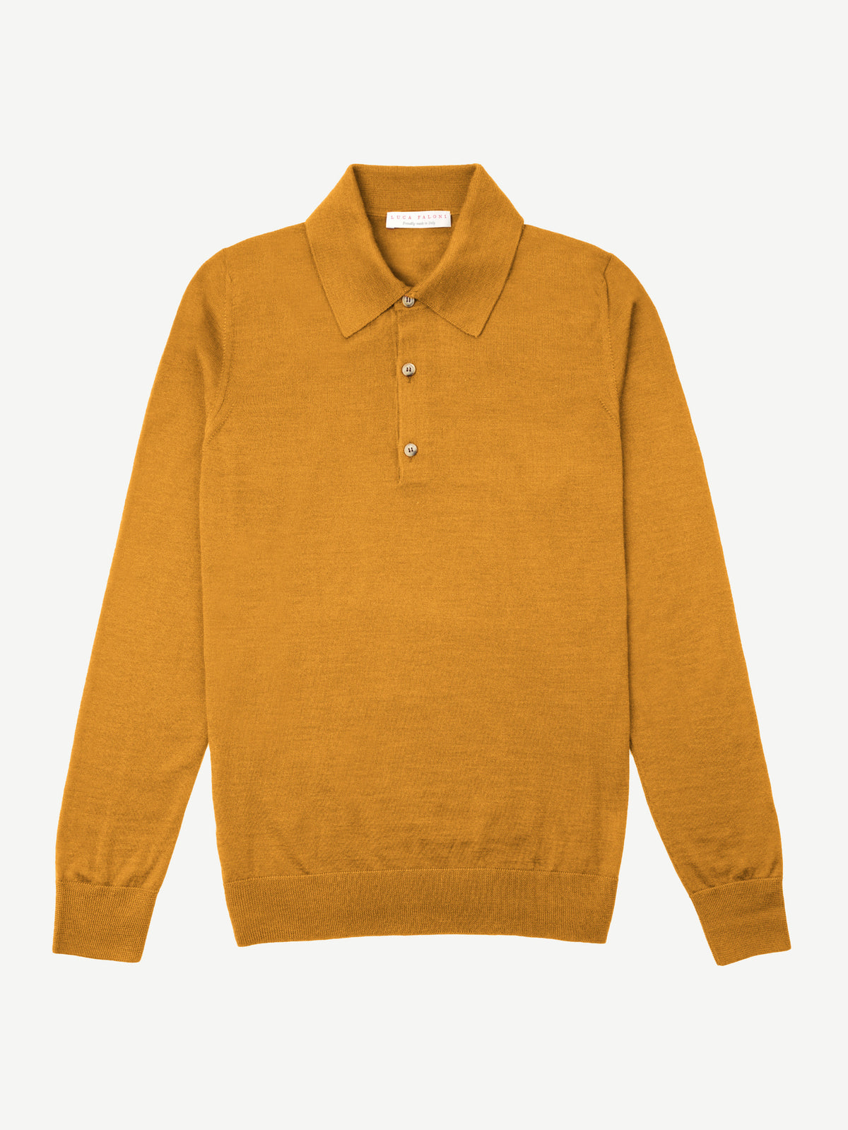 Luca Faloni Silk-Cashmere Knitted Polo - Mustard - view 4