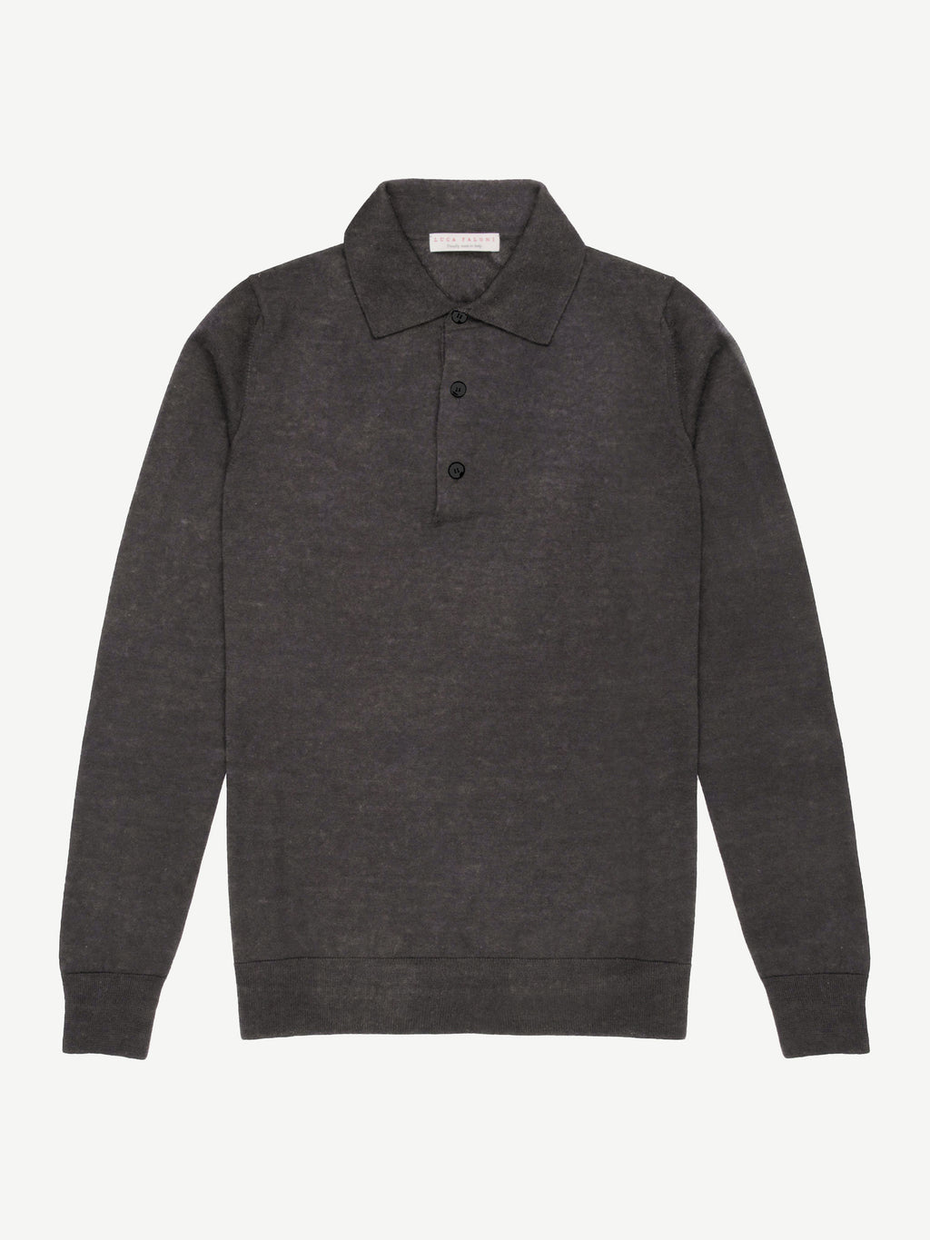 Luca Faloni Silk-Cashmere Knitted Polo - Charcoal Grey - view 4