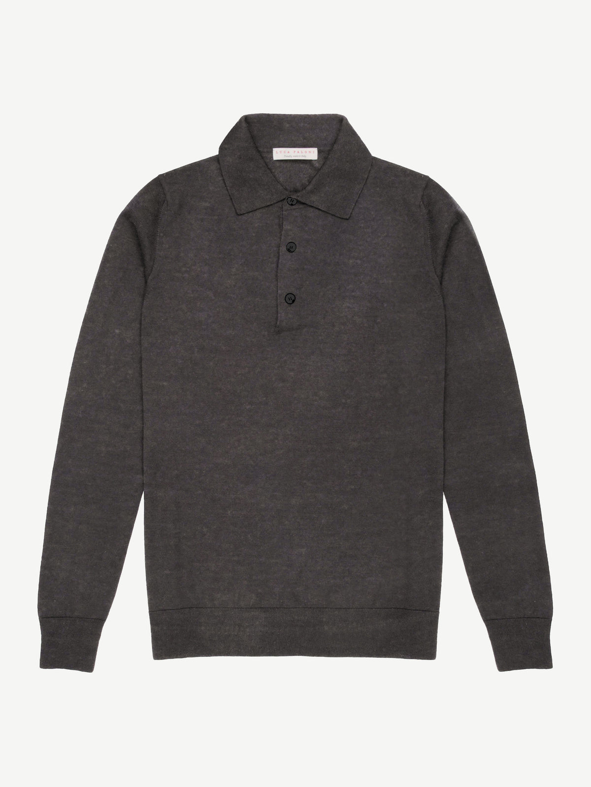 Luca Faloni Silk-Cashmere Knitted Polo - Charcoal Grey - view 4